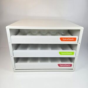 YouCopia SpiceStack 30 Bottle Spice Organizer White 3 Drawer Cabinet Rack